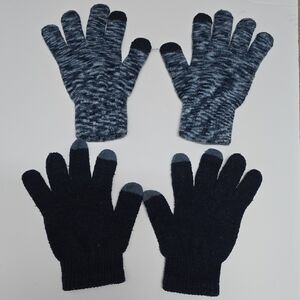 SO Set of Two Pairs of Knit Gloves - Navy Blue